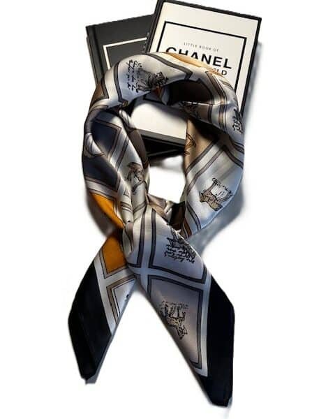 Sjaal Luxe Print Zwart Wit Oranje