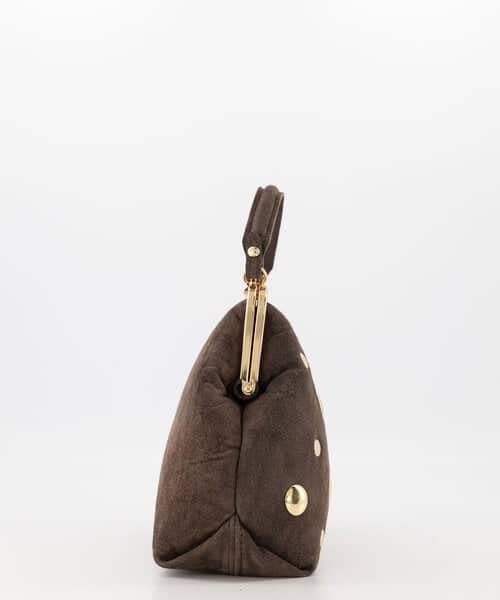 Suede Handtas met Gouden Studs Bruin