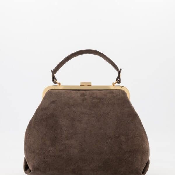 Suède Handtas met Gouden Studs Bruin