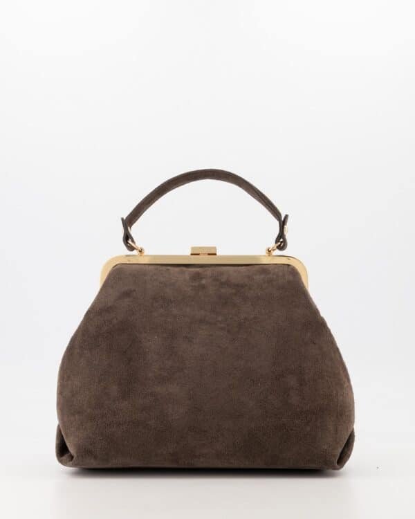 Suède Handtas met Gouden Studs Bruin