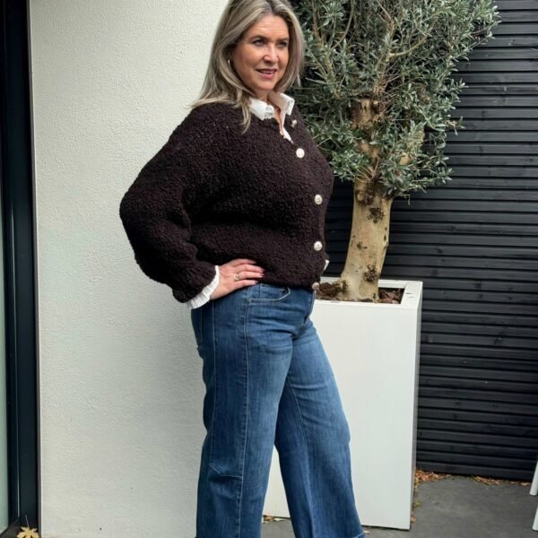 donkerbruin vest met gouden knopen Gemma Ricceri