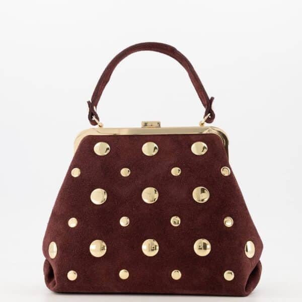 suede handtas met goude studs suede handtas met goude studs
