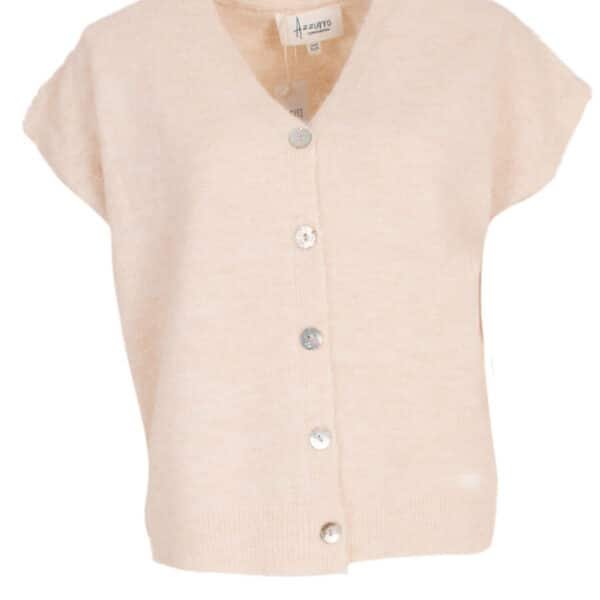 Gilet met parelmoer knoopjes Beige Azzurro