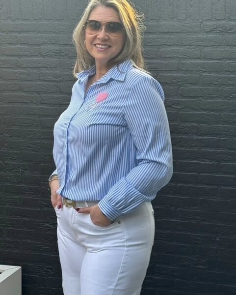 Stijlvolle Blouse gestreept Amore lichtblauw Gemma Ricceri