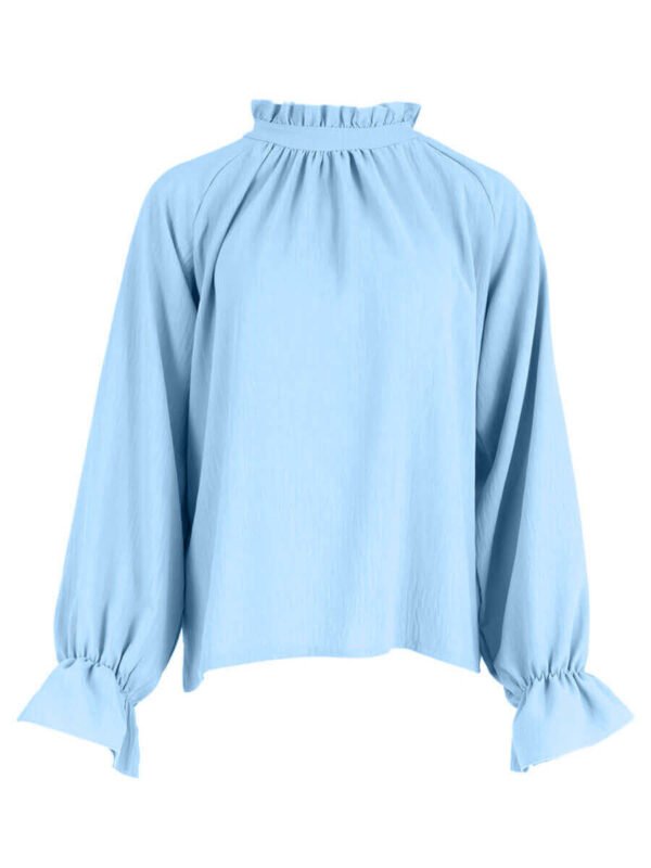 Blouse met Roezel Kraag Licht Blauw Azzurro