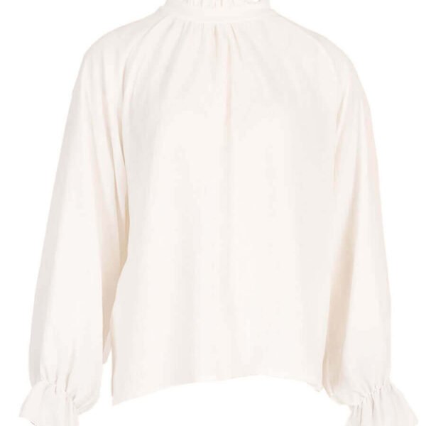 Blouse met Roezel Kraag Wit Azzurro Blouse met Roezel Kraag Wit Azzurro