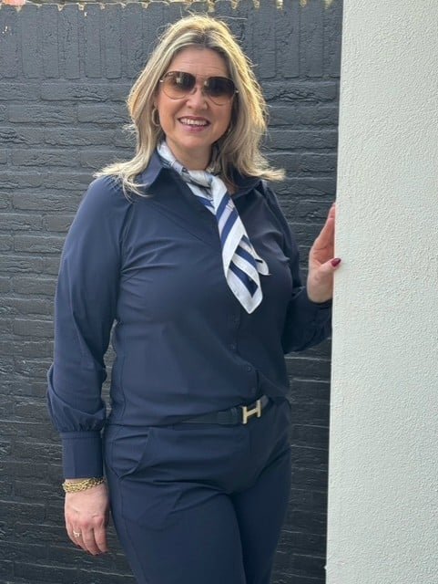 Triple Nine Travelstof Blouse Navy 5919