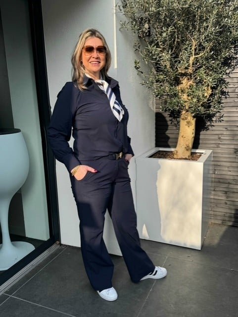 Triple Nine Travelstof Broek Navy 2701