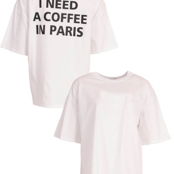 T-shirt I need a coffee in Paris wit Azzurro T-shirt I need a coffee in Paris wit Azzurro