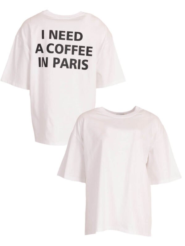 T-shirt I need a coffee in Paris wit Azzurro