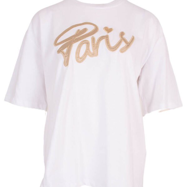 T-shirt Paris wit beige Azzurro