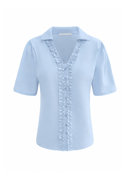 Triple Nine blouse rouches lichtblauw 5931 Triple Nine blouse rouches lichtblauw 5931