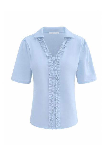 Triple Nine blouse rouches lichtblauw 5931