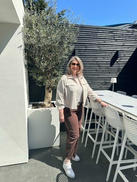 Blouse Jasje met rits beige Vera Jo