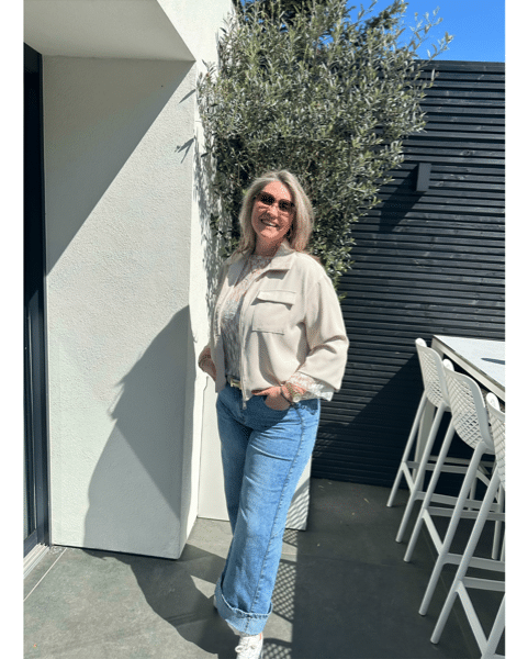Blouse Jasje met rits beige Vera Jo