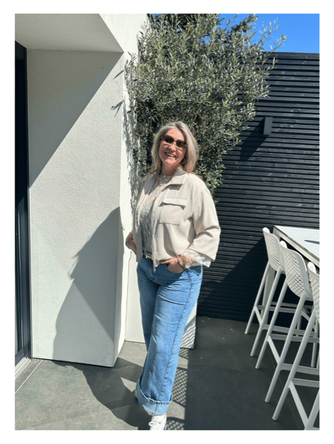 Blouse Jasje met rits beige Vera Jo