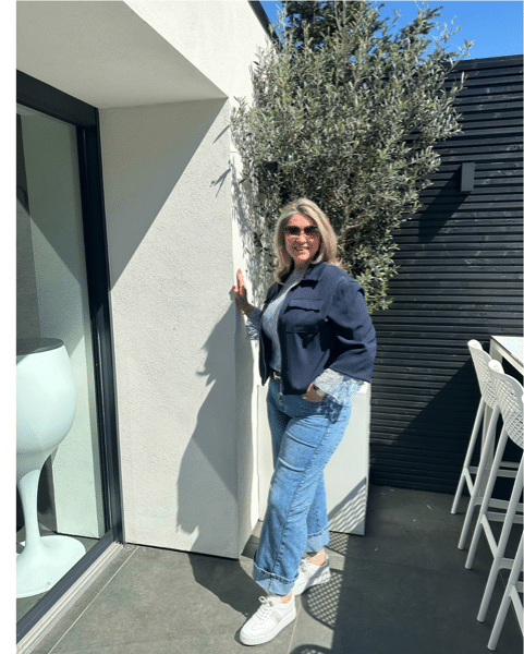 Blouse Jasje met rits donkerblauw Vera Jo Blouse Jasje met rits donkerblauw Vera Jo