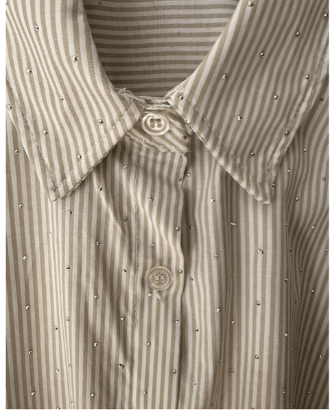 Gestreepte Beige Blouse met Strass Details – Gemma Ricceri