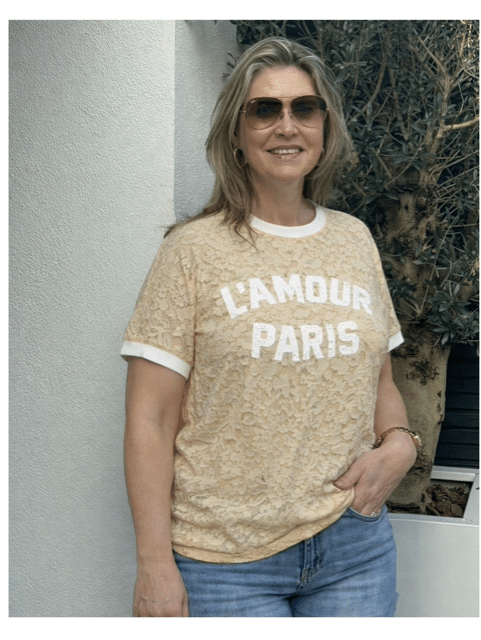Kanten Shirt L' Amour - Beige