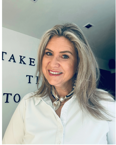 Sjaaltje met parel sluiting - blauw beige