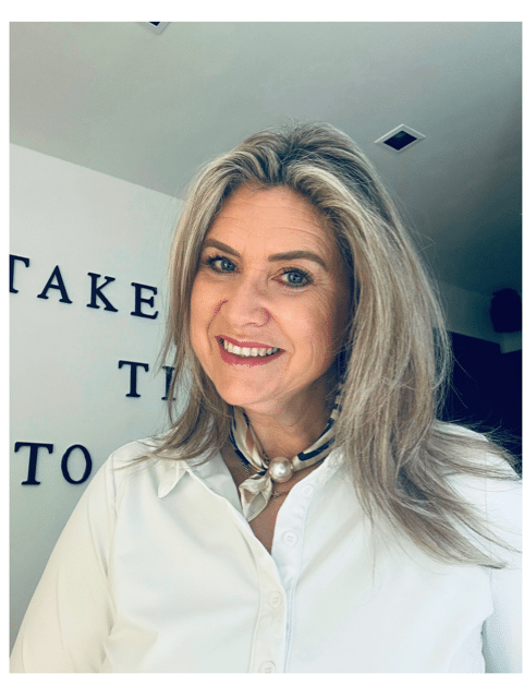 Sjaaltje met parel sluiting - blauw beige