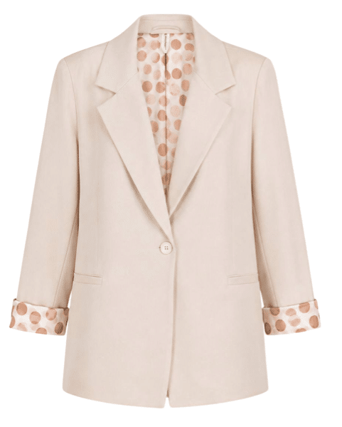 Blazer met Polka Dots Voering Beige