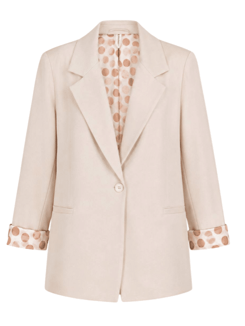 Blazer met Polka Dots Voering Beige