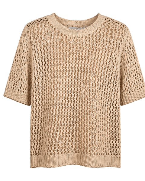 Top Gehaakt met Pailletten Beige