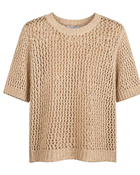Top Gehaakt met Pailletten Beige Top Gehaakt met Pailletten Beige