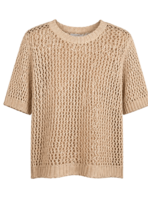 Top Gehaakt met Pailletten Beige
