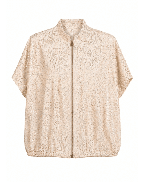 Kanten Jasje met Pailletten Beige