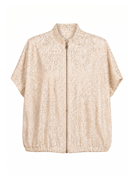 Kanten Jasje met Pailletten Beige