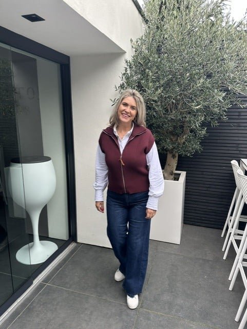 Gilet met Rits Bordeaux Gemma Ricceri
