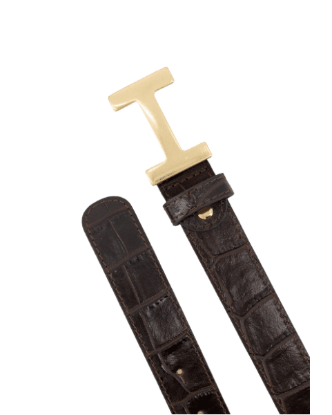 Riem Hera Croco Bruin Gouden Gesp Riem Hera Croco Bruin Gouden Gesp