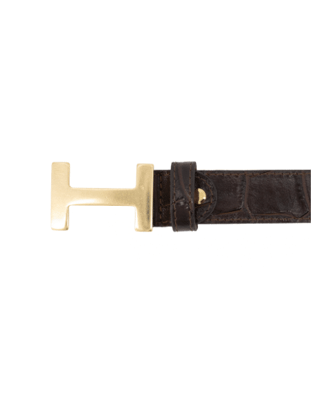Riem Hera Croco Bruin Gouden Gesp Riem Hera Croco Bruin Gouden Gesp
