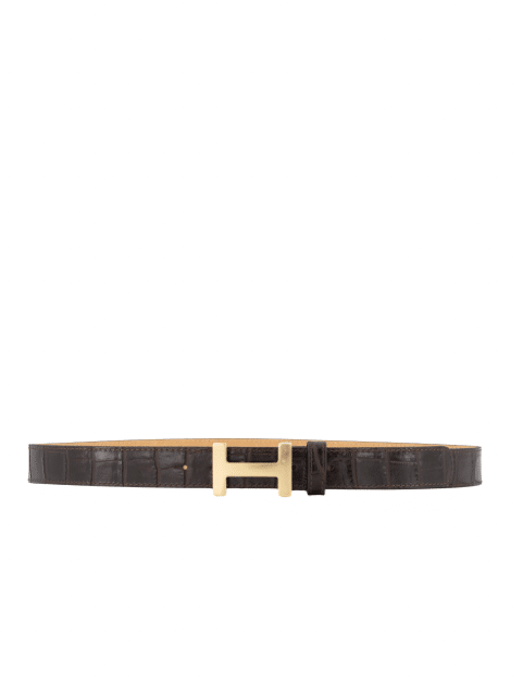 Riem Hera Croco Bruin Gouden Gesp