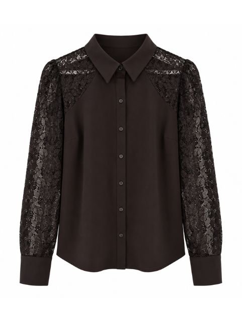 Triple Nine blouse donkerbruin BLS-5954