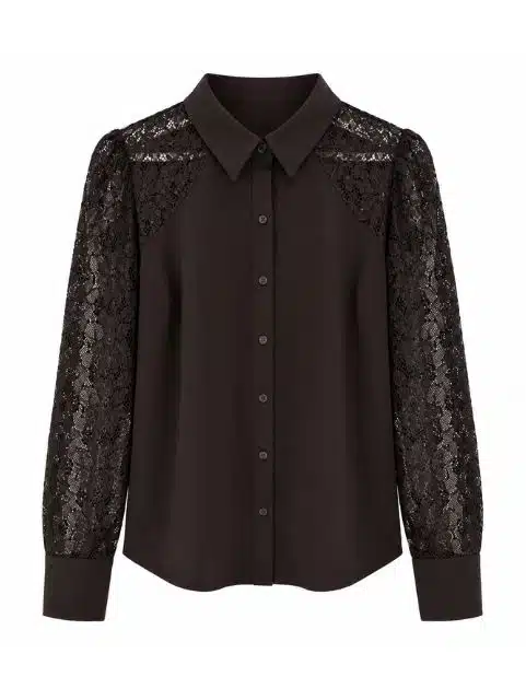 Triple Nine blouse donkerbruin BLS-5954